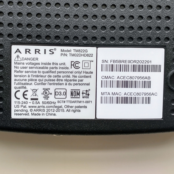 Arris TM822G Cable Modem Plus Voice/Telephone Over Cable Box - Battery Backup - Picture 8 of 9